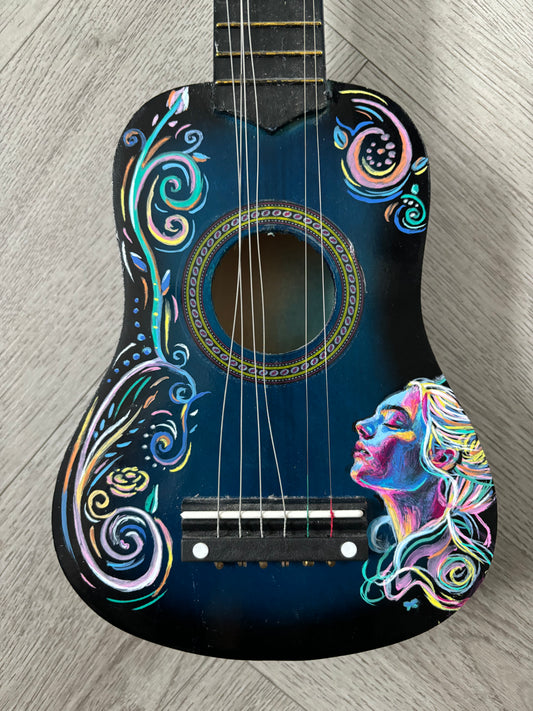 Colourful Painted Blue Ukelele