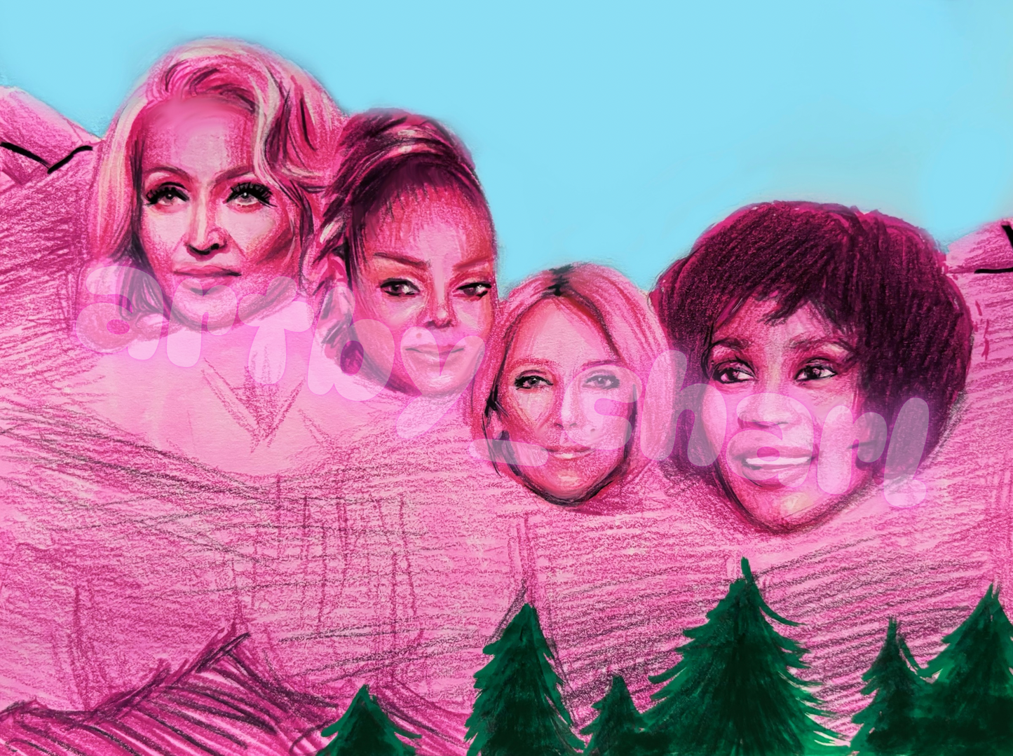 Mount Rushmore Female Singers Art Print